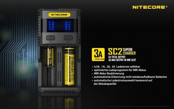 Ladegerät NITECORE SC2 Superb