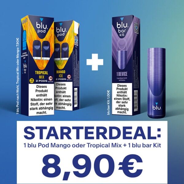 *AKTION* Pod mit Liquid für blu mit Akku blu Bar Kit (gratis)