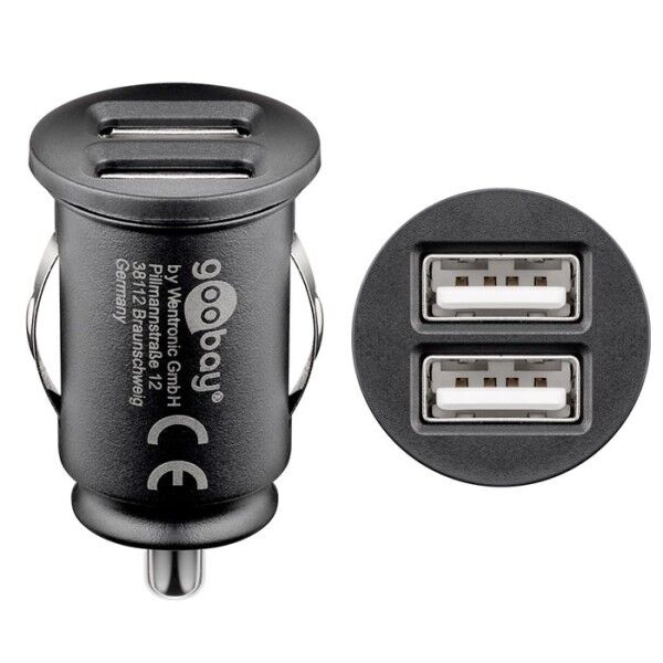 Ladegerät Goobay schwarz Auto auf 2x USB 1x2A / 2x1A (12W)