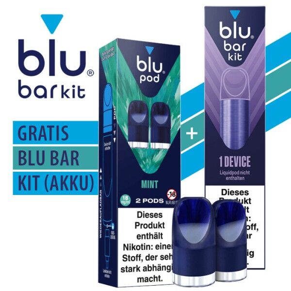 *AKTION* Pod mit Liquid für blu mit Akku blu Bar Kit (gratis)
