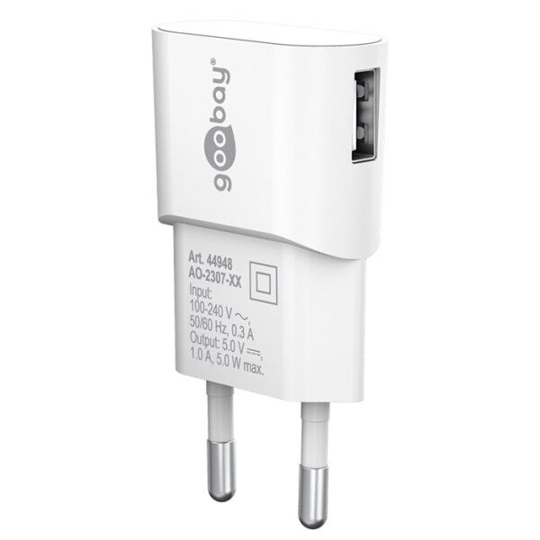 Ladegerät Goobay weiss Steckdose auf 1x USB 1A (5W)